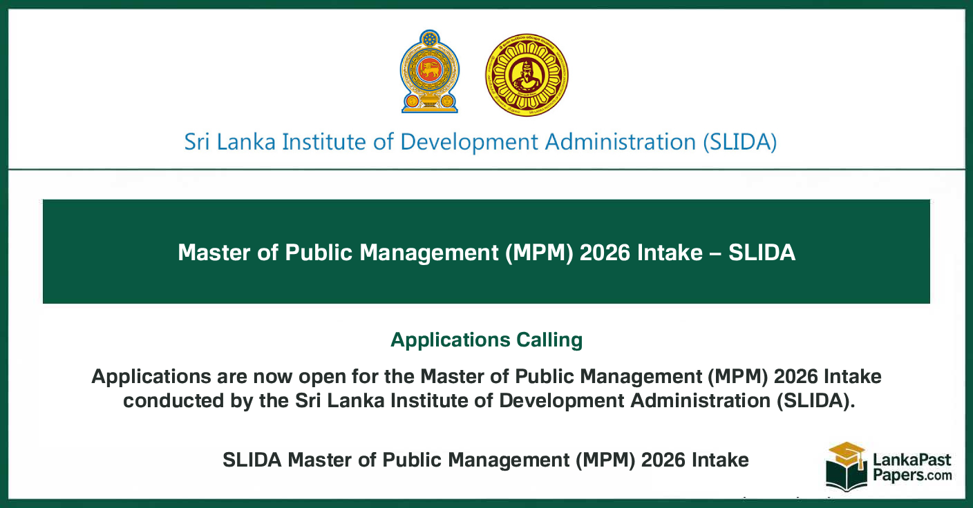 SLIDA Master of Public Management (MPM) 2026 Intake