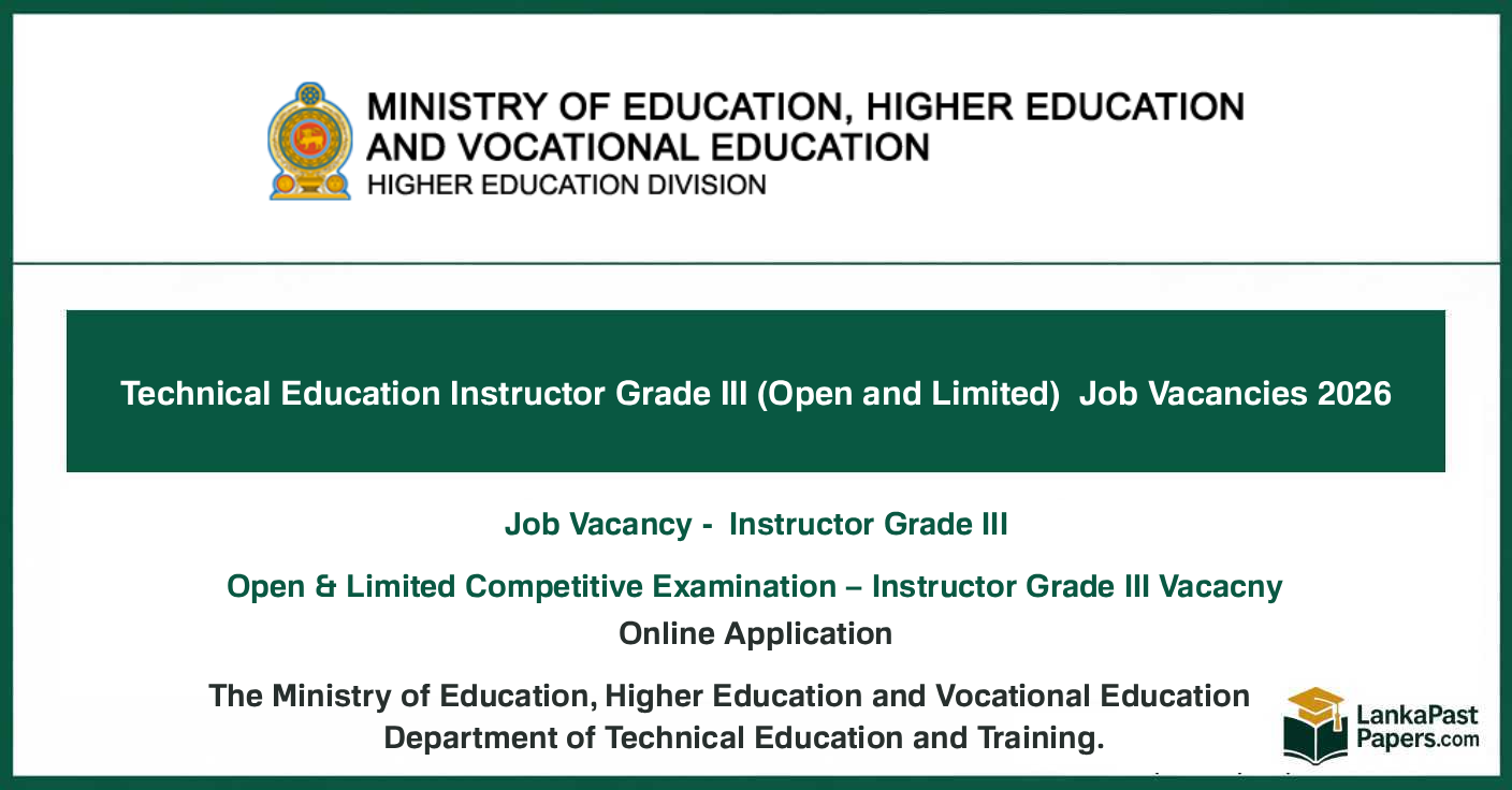 Technical Education (DTET) Instructor Grade III (Open and Limited)  Job Vacancies 2026