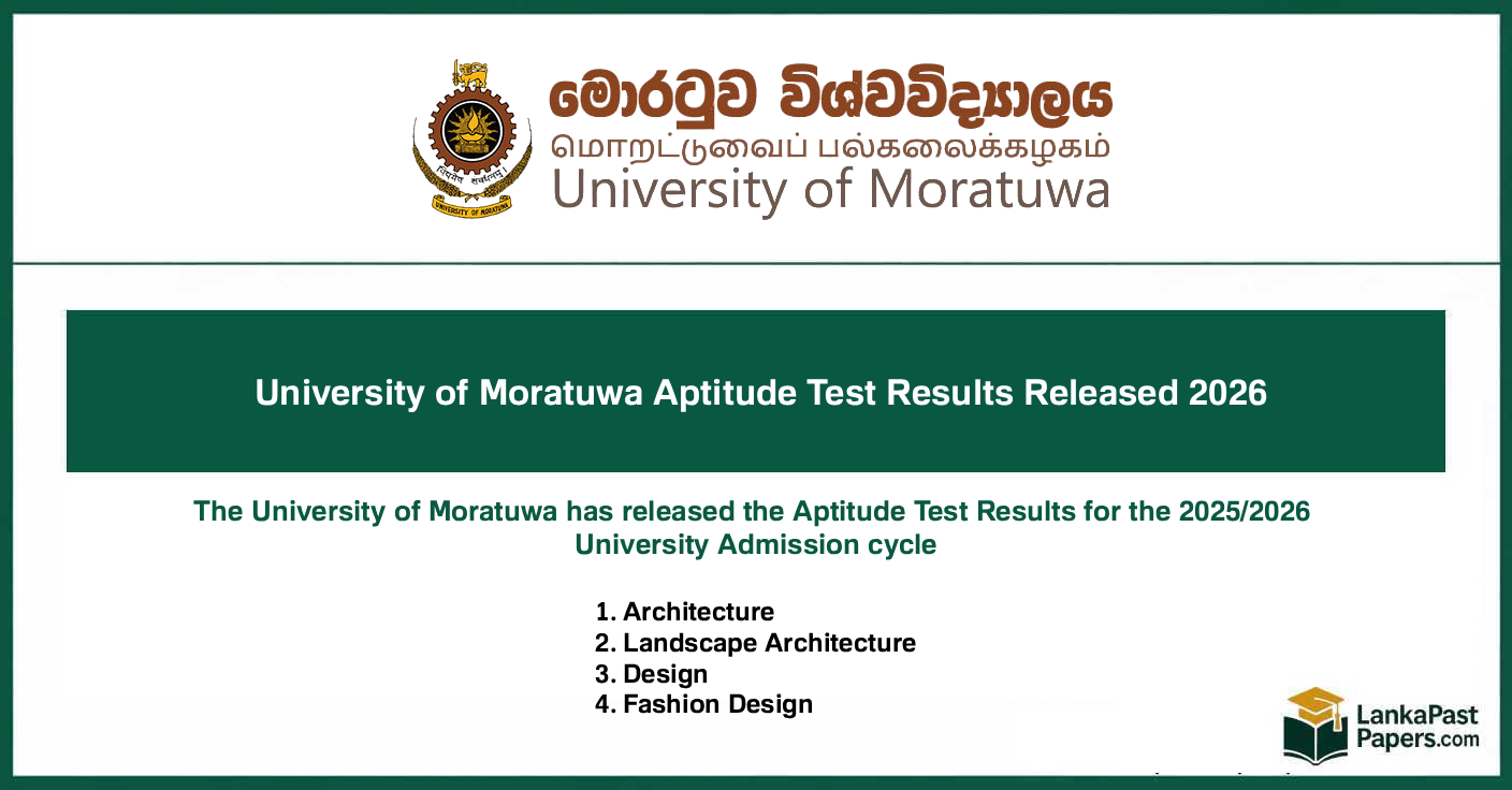 Aptitude Test Results  Released for University of Moratuwa 2026