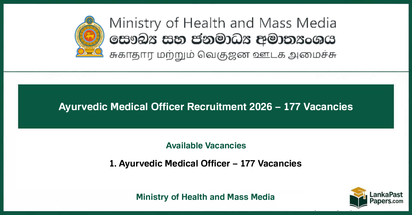 Ayurvedic Medical Officer Recruitment 2026 – 177 Vacancies i…
